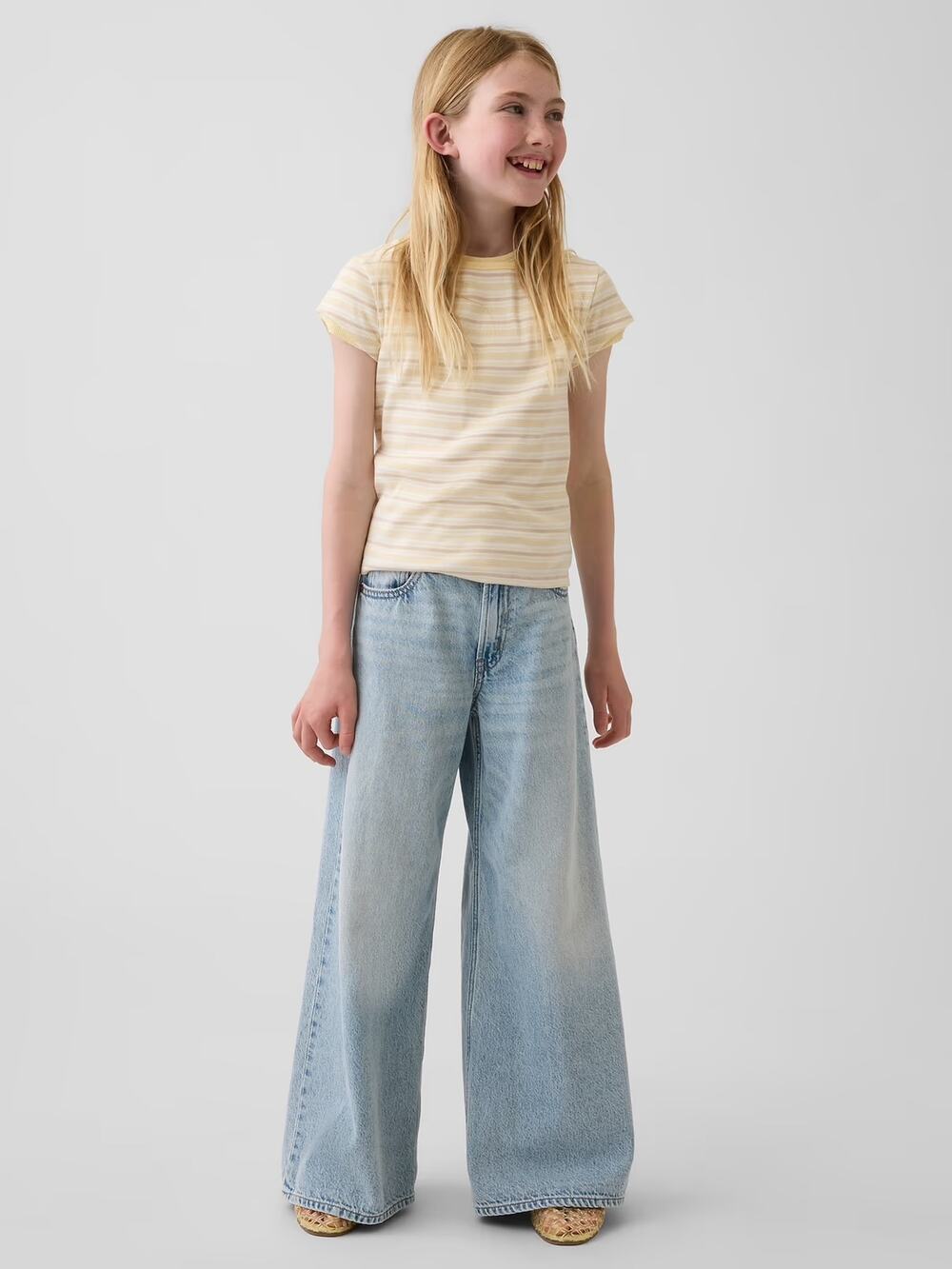 Kids Gap Low Rise Baggy Jeans Girls Sz 10 Light Wash Denim Cotton Boho FALL2025